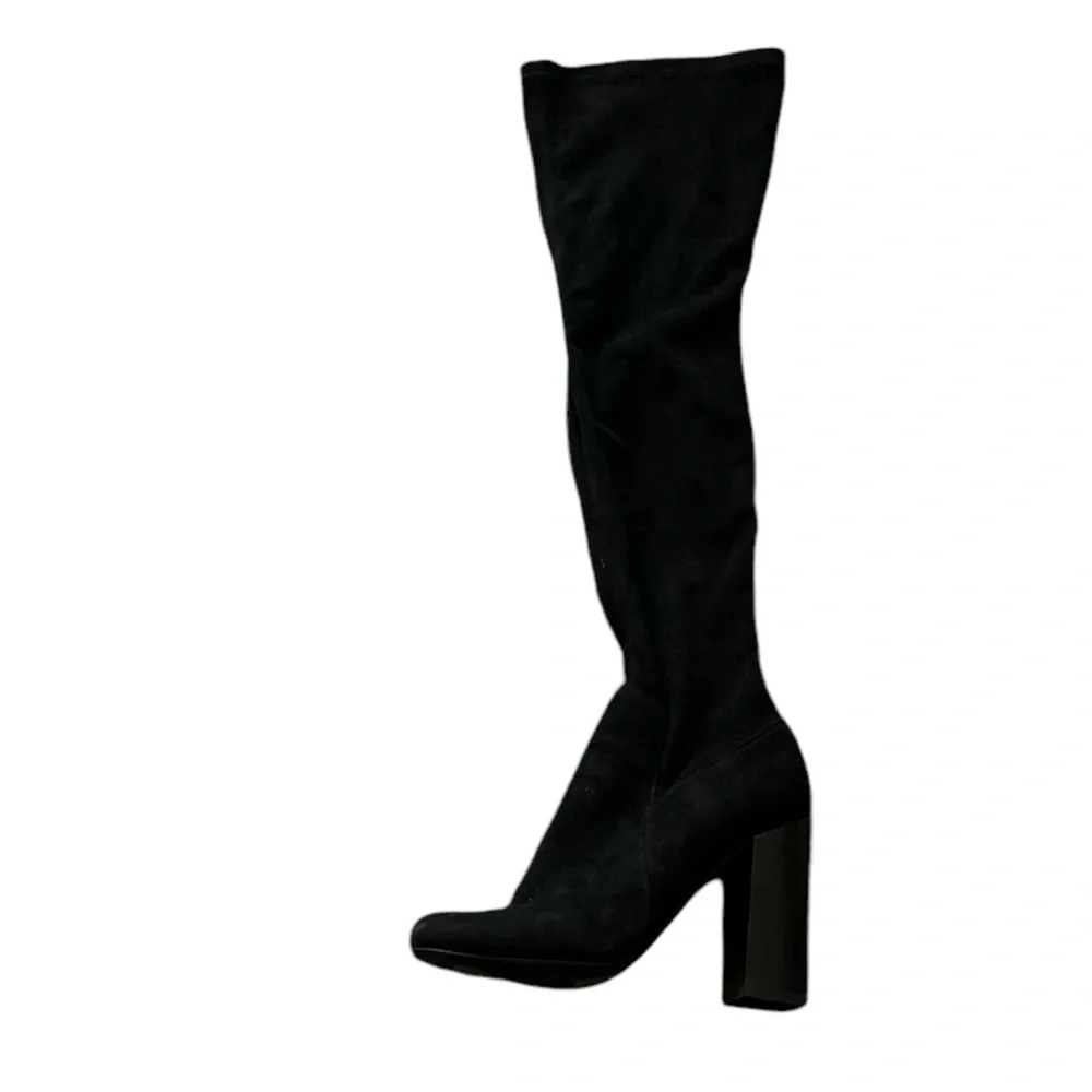 JEFFREY CAMPBELL Perouze Black Over The Knee Suede Heeled Boots